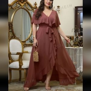 Ruffle Wrap Chiffon dress, Size 3x